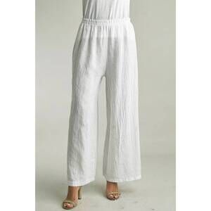NEW TEMPO PARIS linen palazzo pants in white